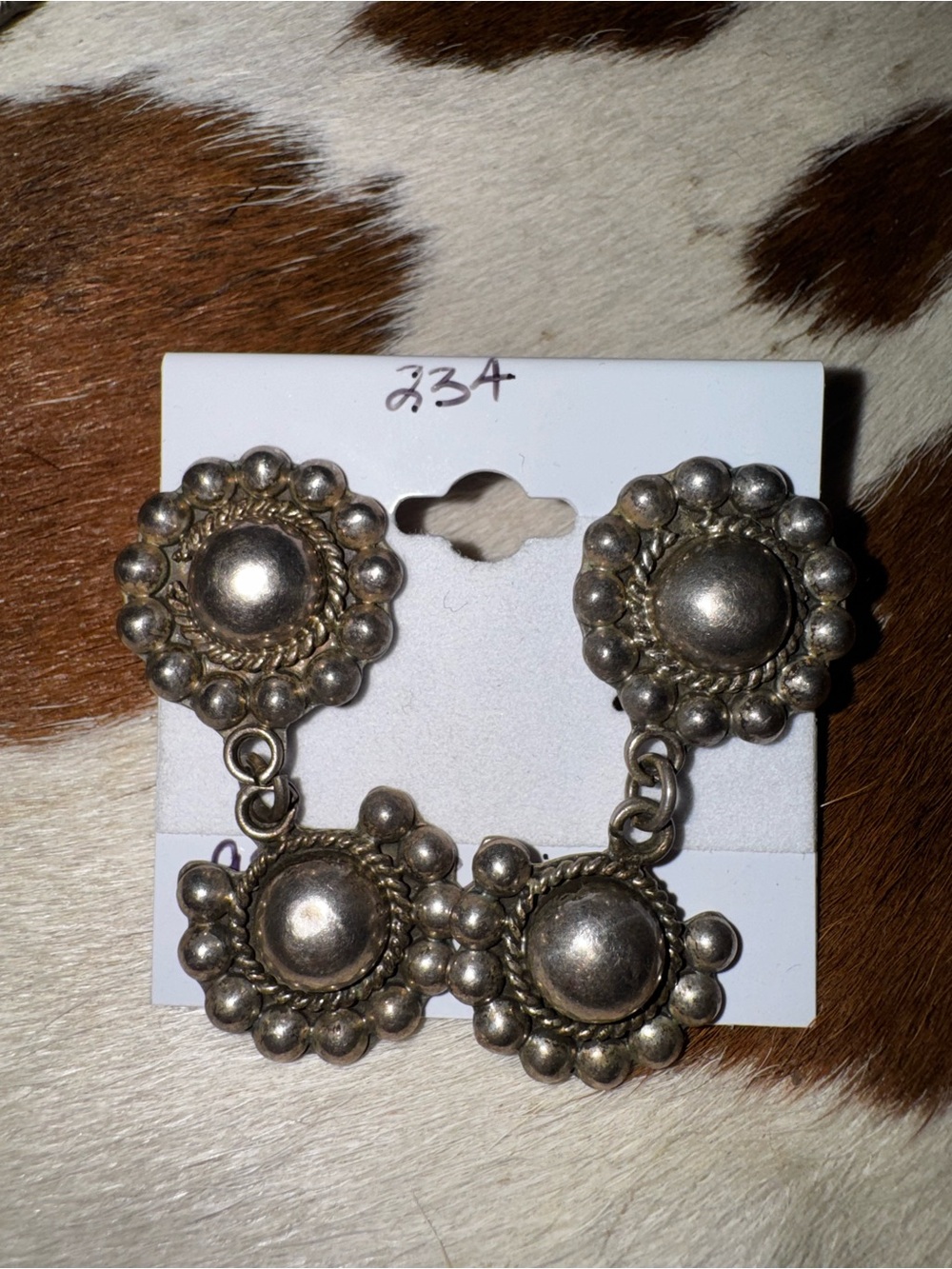 Vintage Silver Double Concho Earrings